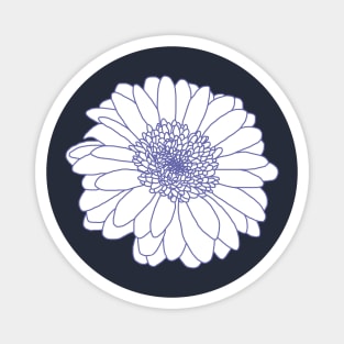 Very Peri Periwinkle Blue and White Flower Line Drawing Magnet